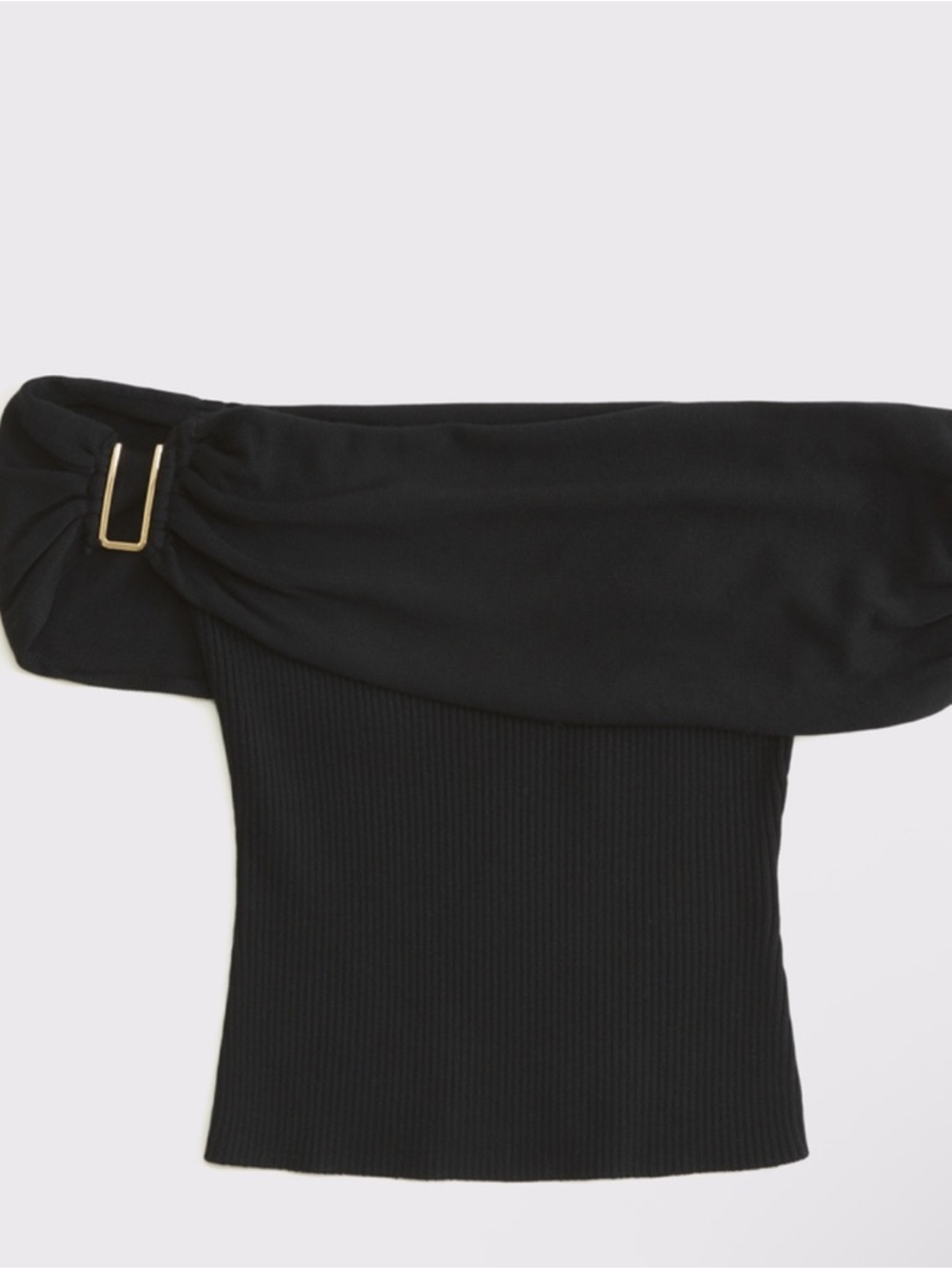 NWT Abercrombie & Fitch Black Off-Shoulder Ribbed Buckle Top SOLD OUT Women’s L